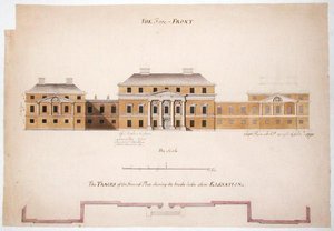 المخطط الأرضي والارتفاع لفيلا 1763 (الجرافيت والقلم والحبر وغسلها على الورق) بواسطة ستيفين ريو